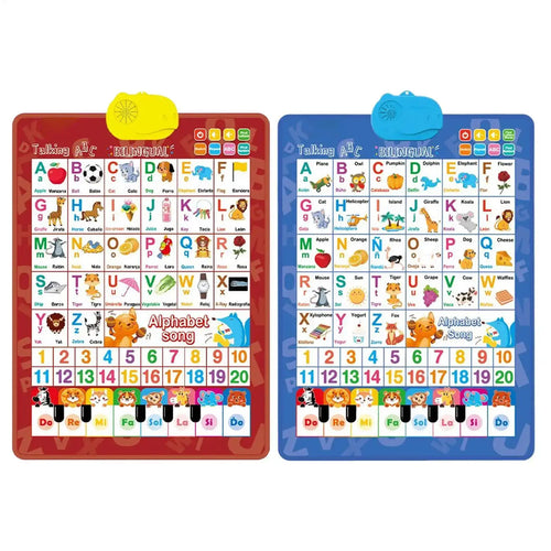 Tableau mural parlant bilingue pour enfants, affiche éducative anglaise et espagnole, jouet interactif avec musique pour l'apprentissage en classe SUN N.