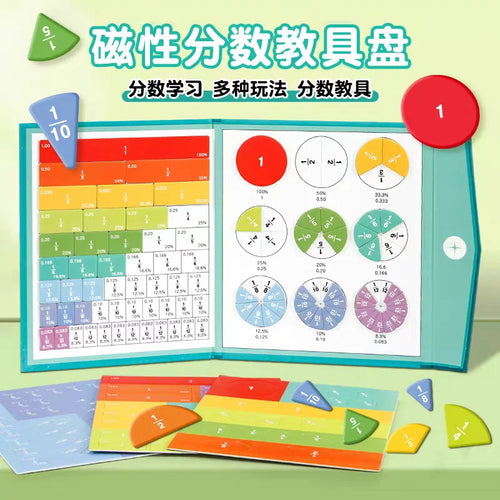Puzzles magnétiques de fractions pour la maîtrise des mathématiques, éveil Montessori avec aide pédagogique amusante pour l'arithmétique, éducatif et cognitif SUN N.