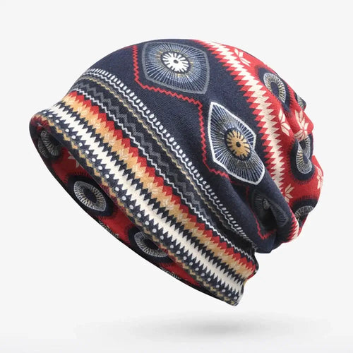 Bonnet Tricot Unisexe en tricot doux avec motifs colorés, parfait pour le style streetwear et le confort au quotidien.