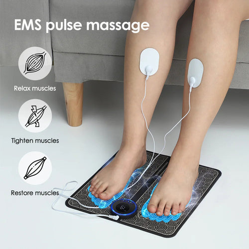 Tapis de massage des pieds EMS - Stimulation musculaire électrique - Soulagement douleur et amélioration circulation sanguine - Massage points d'acupuncture SUN N.