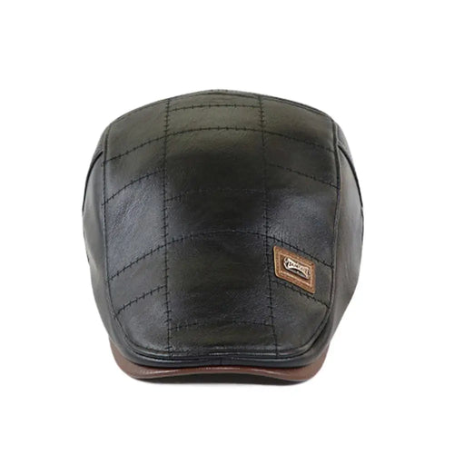 Casquette Plate en Cuir Style Britannique – Newsboy Rétro Décontracté Unisexe SUN N.