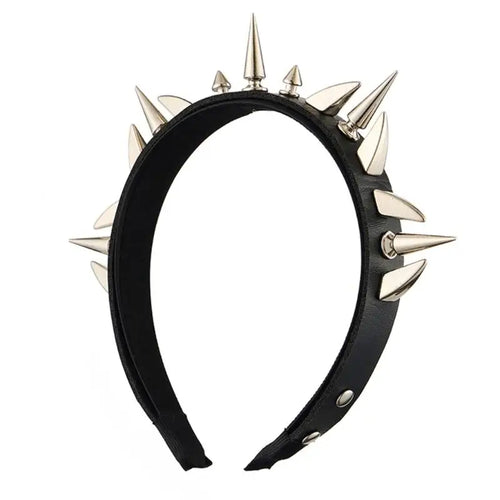Bandeau Punk à Rivets en cuir PU avec des clous métalliques, accessoire cheveux unisexe style rock.