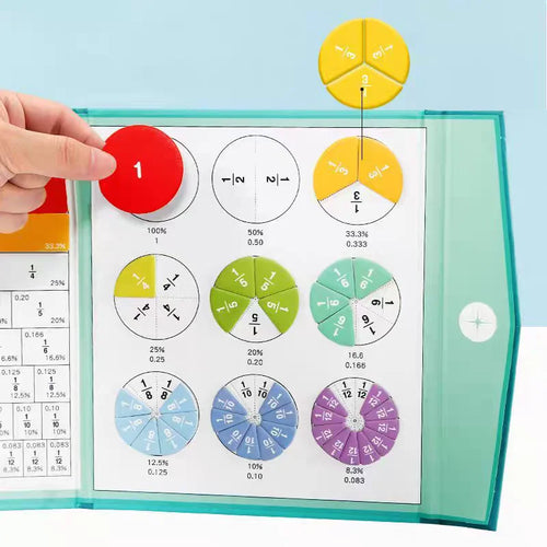 Éclairage Montessori avec un aide pédagogique arithmétique amusante, jouets éducatifs cognitifs, puzzle à fractions magnétiques pour la maîtrise des mathématiques SUN N.
