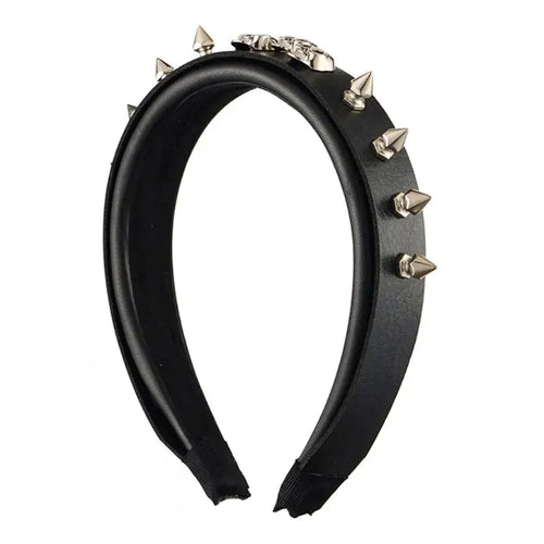Bandeau Punk à Rivets en cuir PU avec des clous métalliques, accessoire cheveux unisexe style rock.