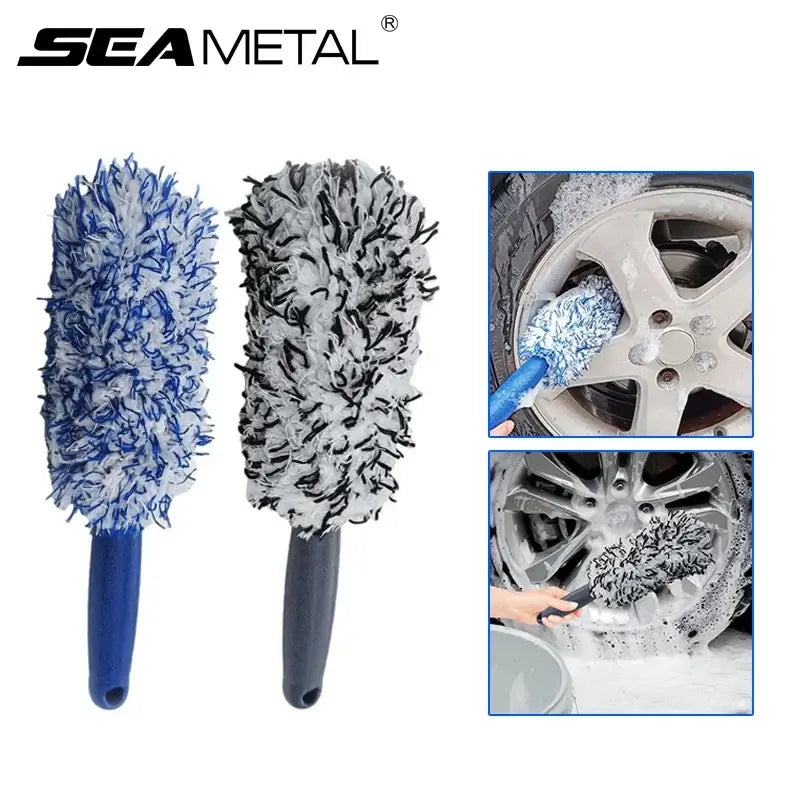 SEAMETAL Brosse Jante & Roue - brosse de detailing en peluche microfibre pour nettoyage automobile.