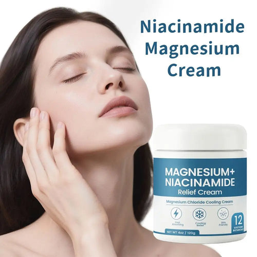Crème Apaisante Magnésium Niacinamide pour le Soulagement des Douleurs Nerveuses, Hydratation Profonde, Réparation de la Barrière Cutanée, Baume Apaisant pour les Articulations, les Genoux et les Muscles SUN N.
