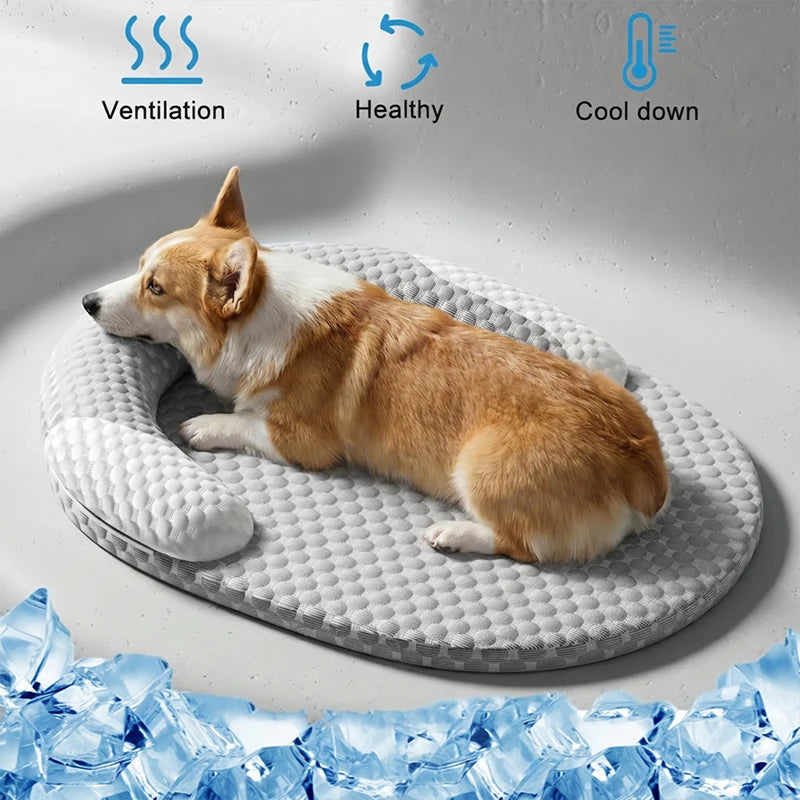 Tapis Rafraîchissant en Soie Glacée pour Animaux – Lit Ovale Respirant SUN N.