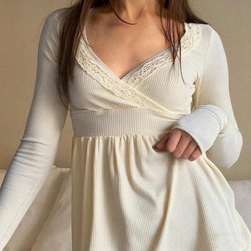 Long Sleeve Lace Wrap Blouse Women Elegant Streetwear Top