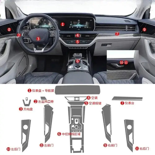 Film de Protection TPU Transparent pour Hongqi HS5 2019-2022, protection intérieure sur mesure.