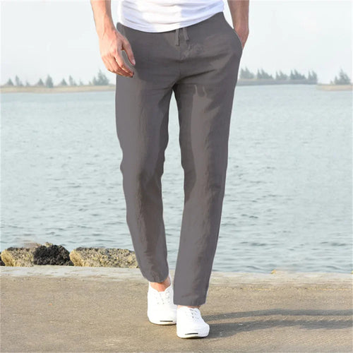 Pantalon Coton Lin Homme, respirant, couleur unie, fitness, streetwear, nouvelle collection printemps-été S-3XL SUN N.