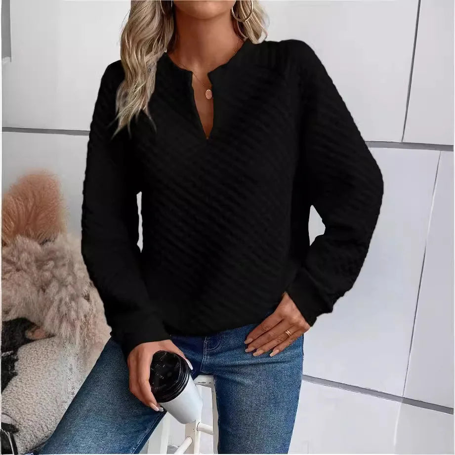 Sweat-shirt Femme Col V Profond - Hoodie Ample Manches Longues Printemps/Automne 2025 SUN N.