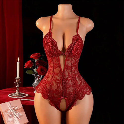 Body Dentelle Femme - Sexy white lace lingerie with a bow, designed for sensual elegance.