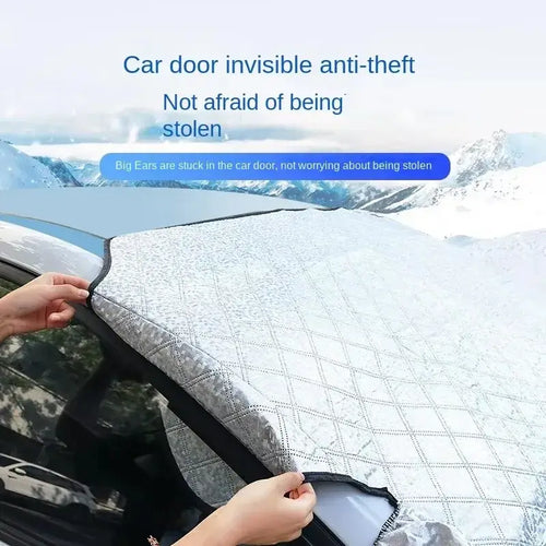 Pare-Neige Pare-Brise Voiture installé sur une voiture pour protection anti-gel.