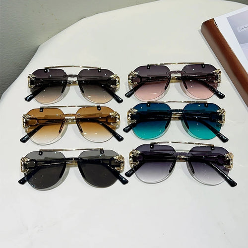 KAMMPT lunettes de soleil pilote sans monture hommes mode Vintage dégradé nuances décontractées femmes à la mode marque Design décor extérieur lunettes de soleil SUN N.