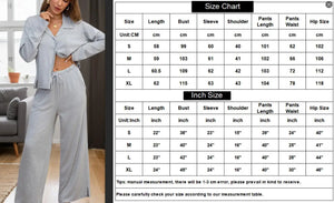 Women Pajama Set Long Sleeve Crop Top and Pants Sleepwear