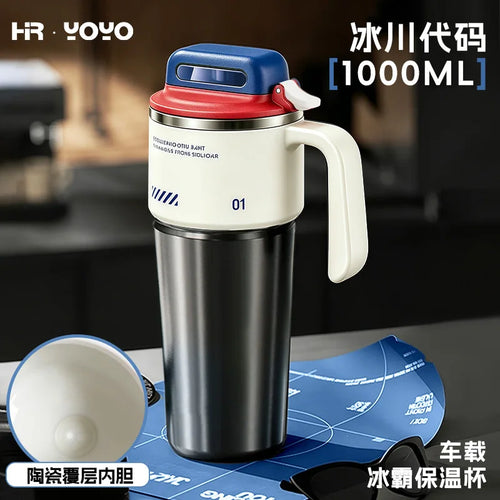 1 liter insulated water bottle with straw