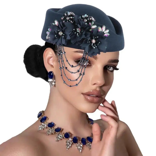 Chapeau britannique rétro pour femmes, élégant, décoré de fleurs 3D, casquette d'hôtesse de l'air, béret, accessoires de Costume de Cosplay SUN N.