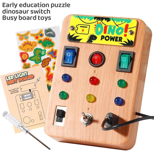 Tableau d'activités Montessori avec 8 interrupteurs à LED, jouet sensoriel, jouet de voyage, adapté aux nourrissons et aux tout-petits de 1 an et plus. SUN N.