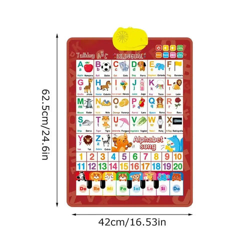 Tableau mural parlant bilingue pour enfants, affiche éducative anglaise et espagnole, jouet interactif avec musique pour l'apprentissage en classe SUN N.