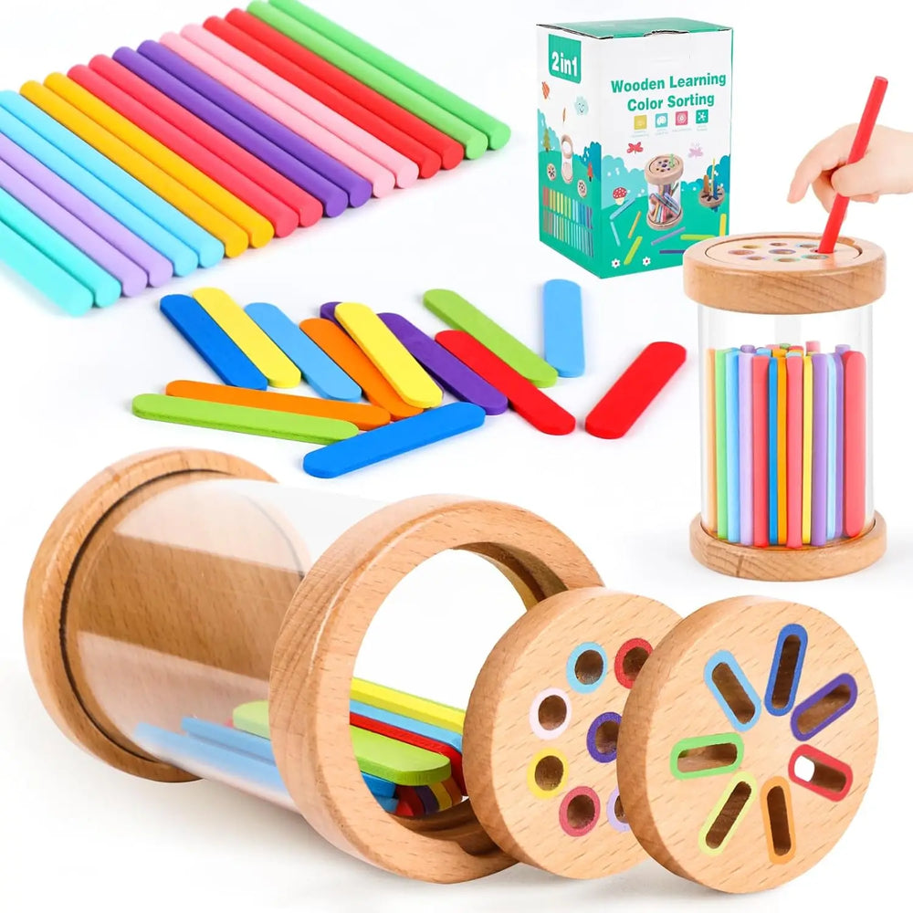 Jouets Montessori en bois, jouets de tri des couleurs, motricité Fine, jeux de correspondance sensorielle, jouets éducatifs pour enfants de 1 à 3 ans, cadeau de 3 ans et plus SUN N.