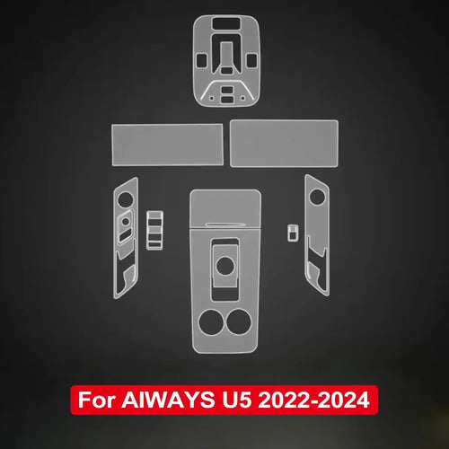 Film de Protection PPF TPU for AIWAYS U5 2022-2024, anti-scratch interior protective film for screens and surfaces.