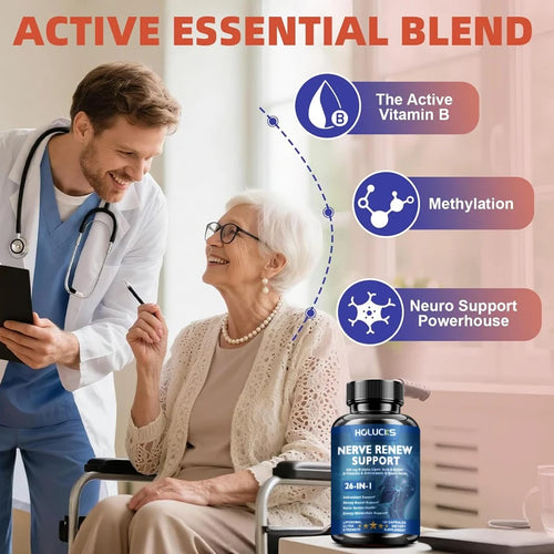 Capsules Nerve Renew, Aiguilles, Coupures, Brûlures cutanées, Sommeil profond. Complexe de vitamines B, acide alpha-lipoïque R, mélange neurobotanique SUN N.