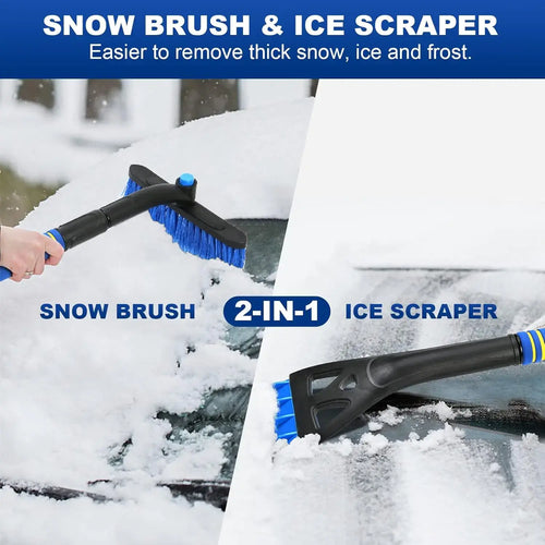 Pelle à Neige 2-en-1 avec Grattoir à Glace – Outil compact d'hiver avec pelle et grattoir, idéal pour votre voiture.