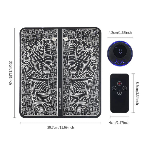 Tapis de massage des pieds EMS - Stimulation musculaire électrique - Soulagement douleur et amélioration circulation sanguine - Massage points d'acupuncture SUN N.