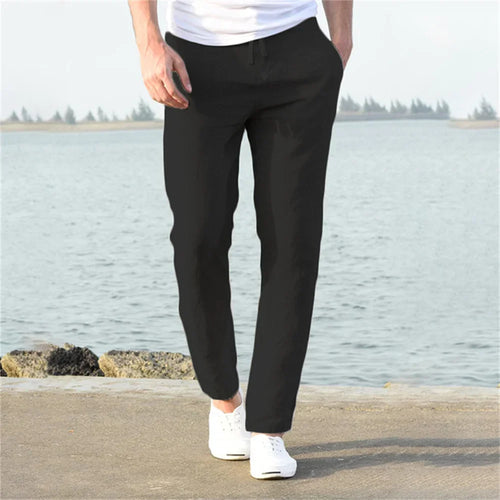 Pantalon Coton Lin Homme, respirant, couleur unie, fitness, streetwear, nouvelle collection printemps-été S-3XL SUN N.