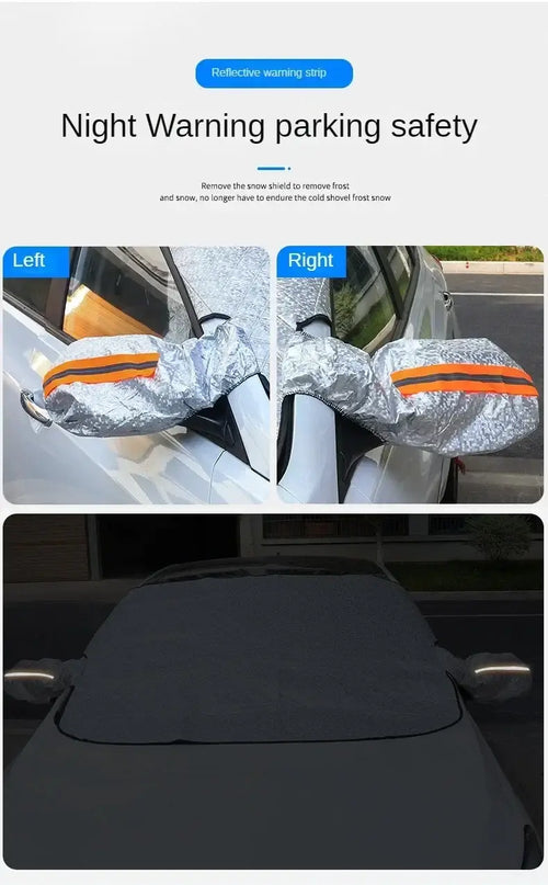 Pare-Neige Pare-Brise Voiture installé sur une voiture pour protection anti-gel.