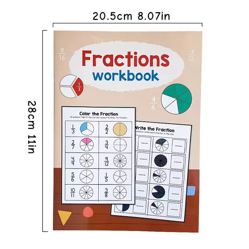 Cahier d'exercices de Fractions Montessori, outils pédagogiques pour l'apprentissage de l'arithmétique, livre de Test de formation cognitive des mathématiques pour l'école primaire de la 1re à 2e année SUN N.
