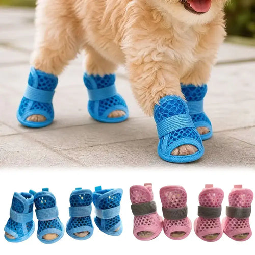 Sandales en maille pour chien fournissant confort et fraîcheur, antidérapantes et légères, idéales pour l'été.