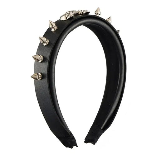 Bandeau Punk à Rivets en cuir PU avec des clous métalliques, accessoire cheveux unisexe style rock.