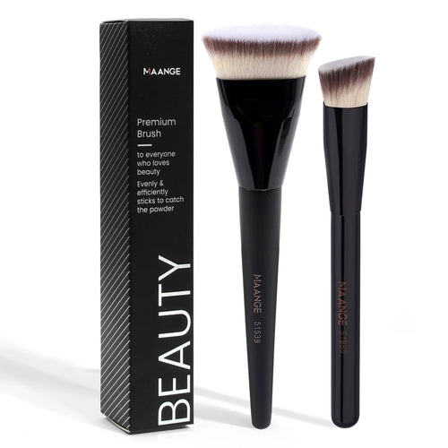 Set 2 pinceaux maquillage – Fond de teint plat, contour angle sous les yeux, crème liquide SUN N.