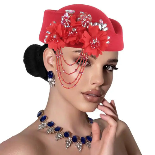 Chapeau britannique rétro pour femmes, élégant, décoré de fleurs 3D, casquette d'hôtesse de l'air, béret, accessoires de Costume de Cosplay SUN N.