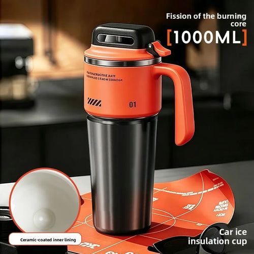 1 liter insulated water bottle with straw