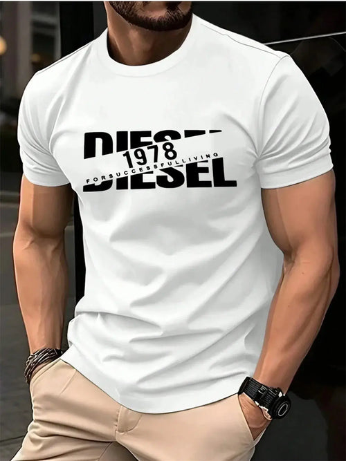 T-shirt noir unisexe avec logo Diesel, style contemporain, confortable et tendance mode 2026.