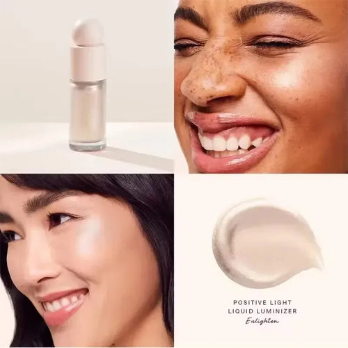 Luminizer & Blush Mat Longue Tenue - Waterproof in a set of four Rare Beauty products on a table.