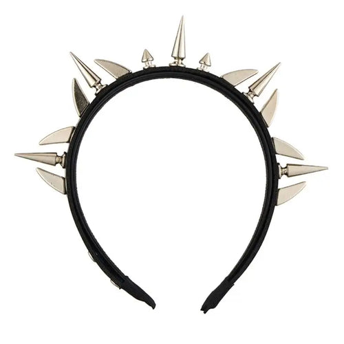 Bandeau Punk à Rivets en cuir PU avec des clous métalliques, accessoire cheveux unisexe style rock.