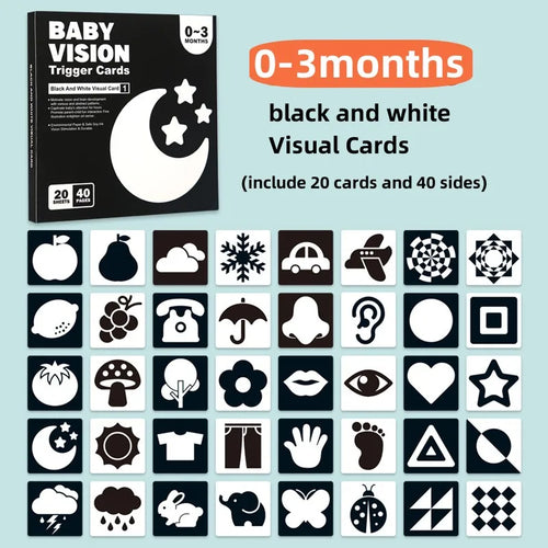 Cartes Flash Bébé Noir et Blanc – Stimulation Visuelle Éducative SUN N.