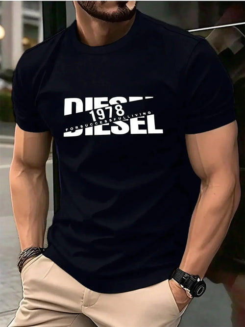 T-shirt noir unisexe avec logo Diesel, style contemporain, confortable et tendance mode 2026.