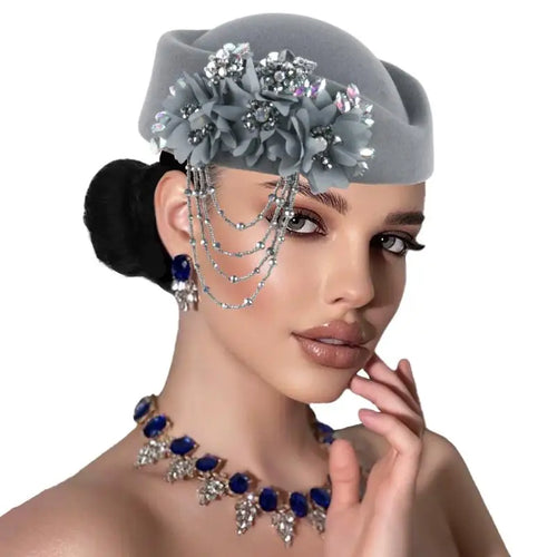 Chapeau britannique rétro pour femmes, élégant, décoré de fleurs 3D, casquette d'hôtesse de l'air, béret, accessoires de Costume de Cosplay SUN N.
