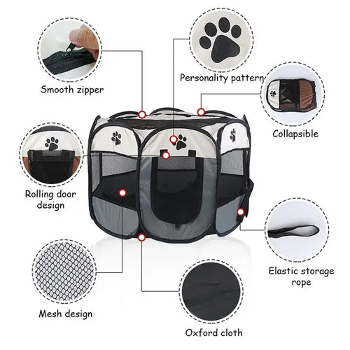 Tente pliable Portable pour animaux de compagnie, chenil, clôture octogonale, abri pour chiots, facile à utiliser, extérieur, opération facile, grandes Cages pour chiens, clôtures pour chats SUN N.