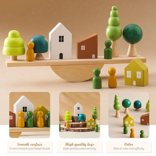 Jouet à Empiler Montessori en Bois – Blocs Sensoriels Forêt Bébé SUN N.