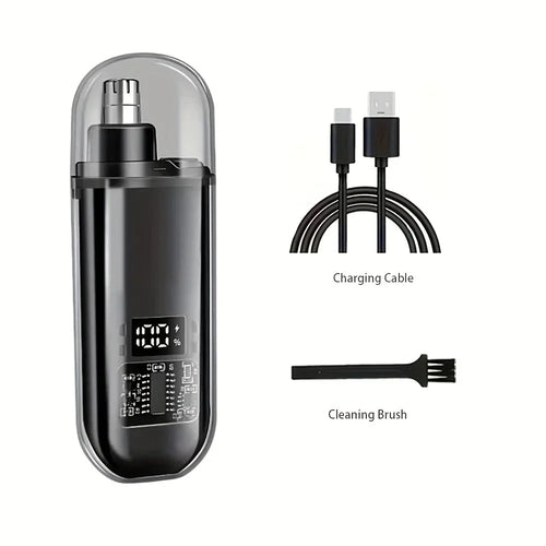 Nose hair trimmer for men with USB C fast charging, featuring precision blades for easy grooming.