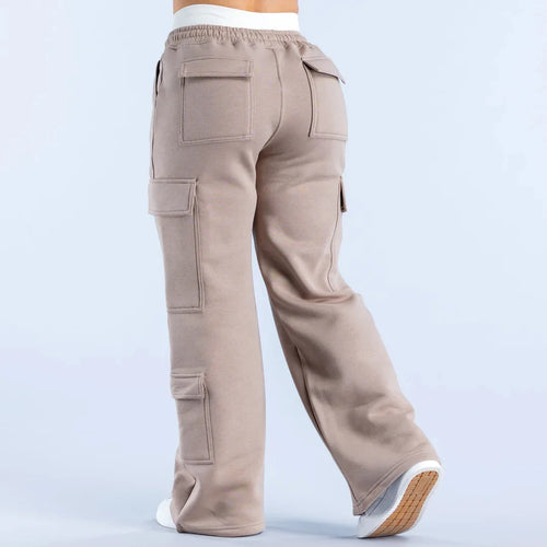 Pantalon Droit Femme Pantalon Femme printemps été poche polyvalent déplacements décontracté personnalité Pantalon femmes droit décontracté couleur unie Pantalon SUN N.
