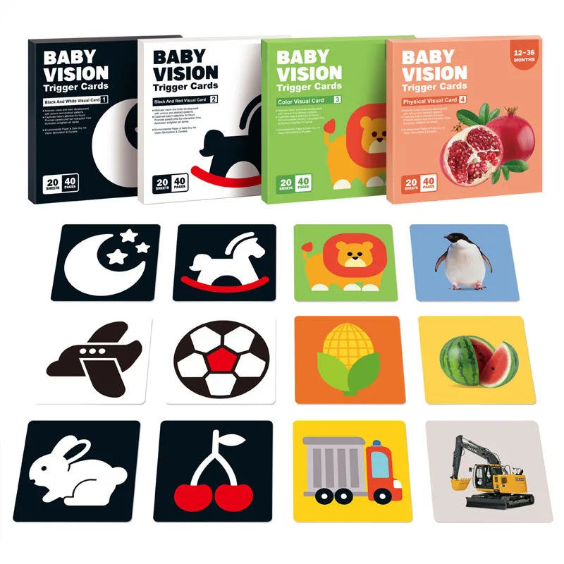 Cartes Flash Bébé Noir et Blanc – Stimulation Visuelle Éducative SUN N.
