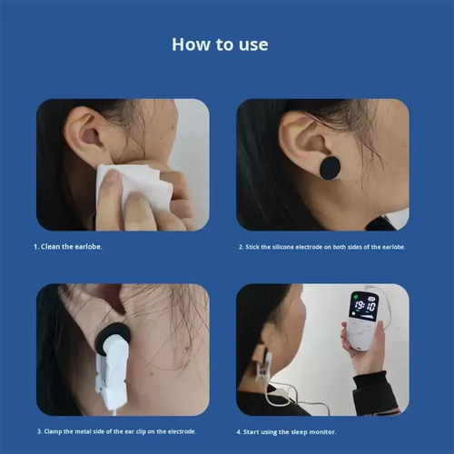 CES Clip de Stimulation du Nerf Vague en utilisation pour favoriser un sommeil réparateur et réduire l'anxiété.