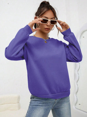 Sweat Femme Col Rond à Capuche - Pull-over Ample Couleur Unie Automne SUN N.