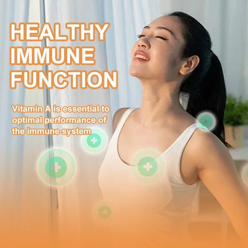 Vitamine A 10 000 UI dietary supplement bottle with non-GMO, gluten-free, and dairy-free labels.